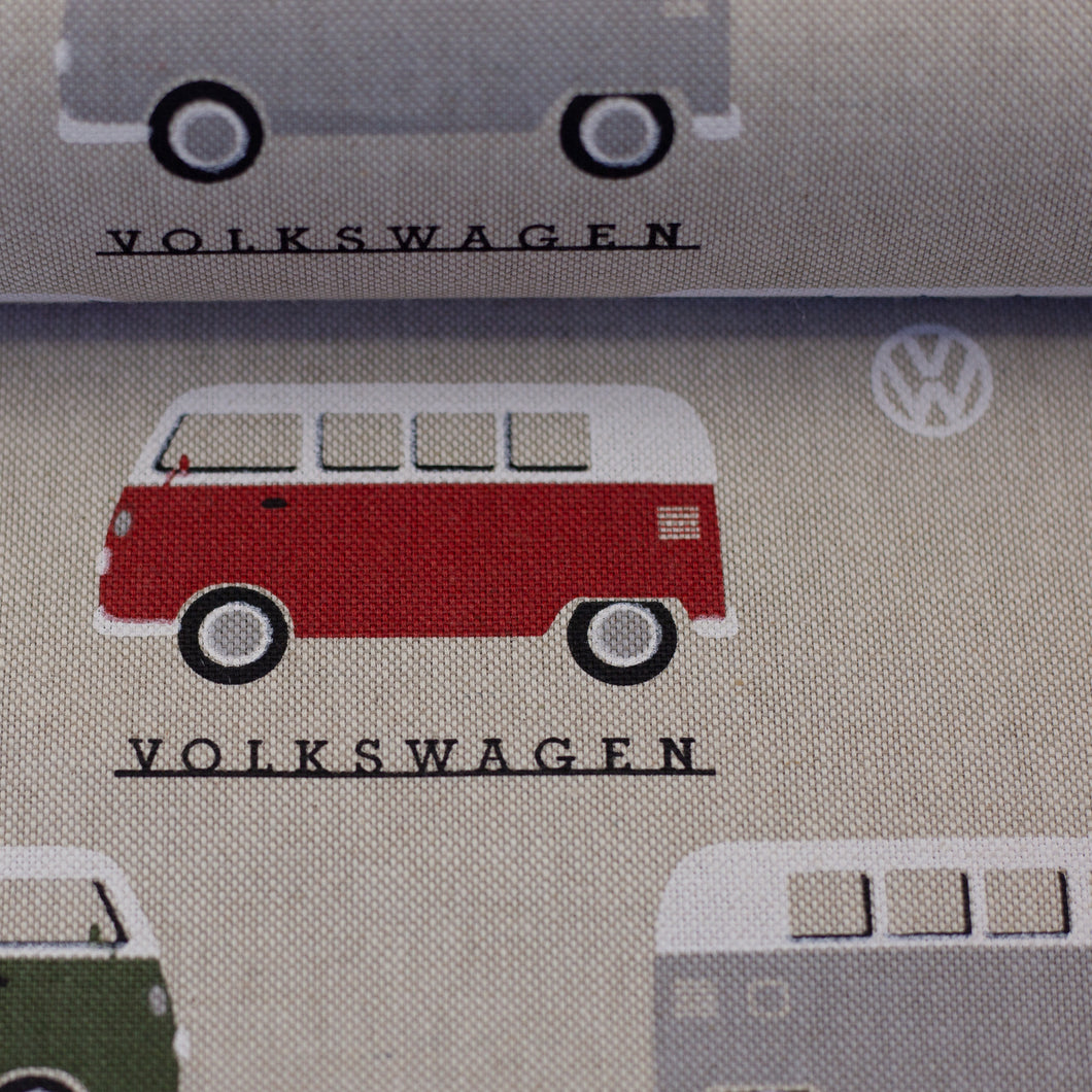 Canvas Dekostoff, Bulli Volkswagen natur 10cm