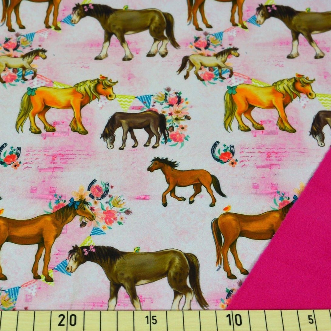 Softshell mit Pferde, rosa, 10cm