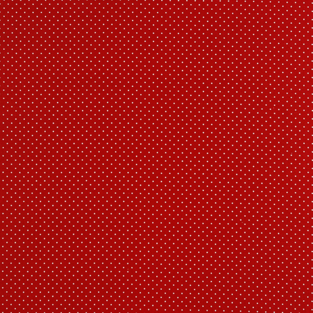 beschichtete Baumwolle, rot mit Punkten. 10cm